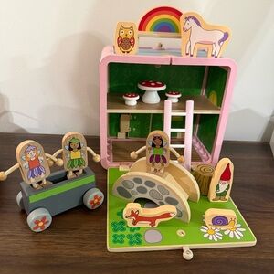 Jack Rabbit Wooden Fairy House Carry Case Set Montessori Toy